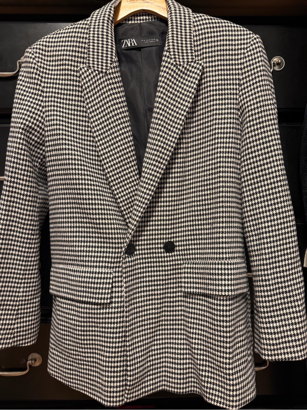 ZARA Black & White Houndstooth Blazer